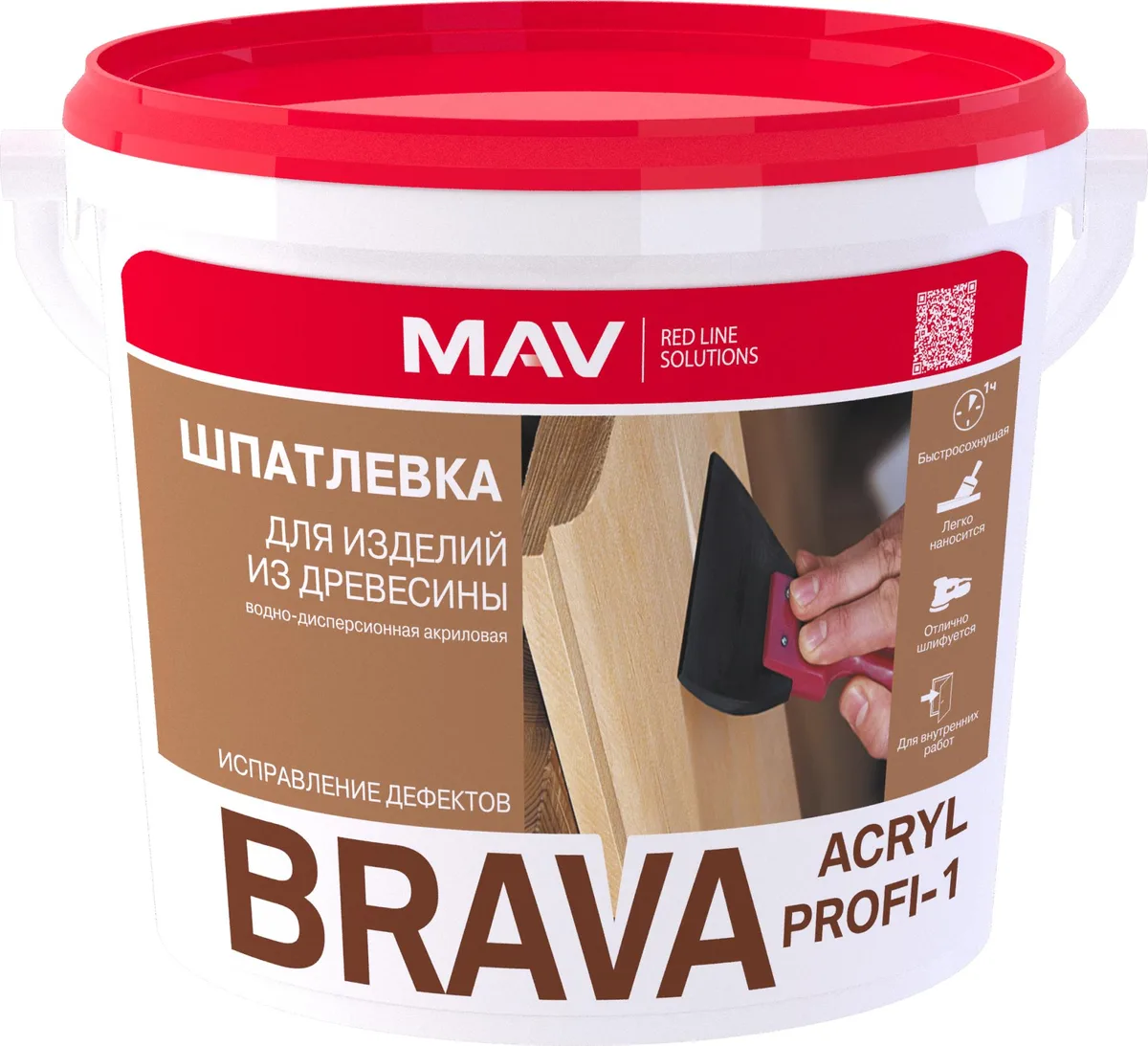 Filler BRAVA ACRYL PROFI-1 for wood products, oak, 20 l