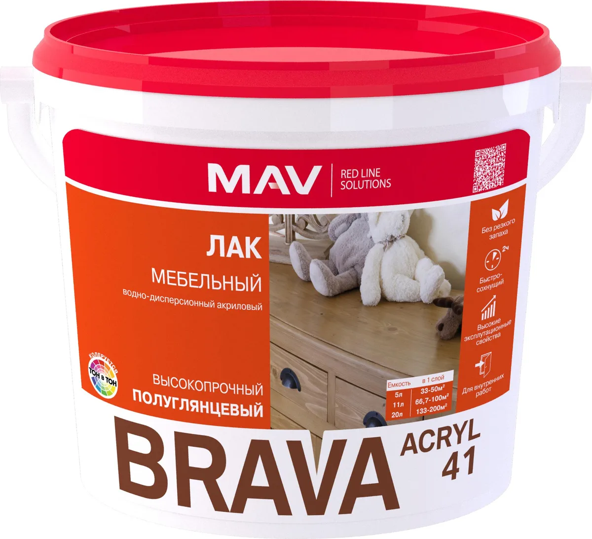Varnish BRAVA ACRYL 41 furniture (VD-AK-2041) N53 LV, clear, 11 l