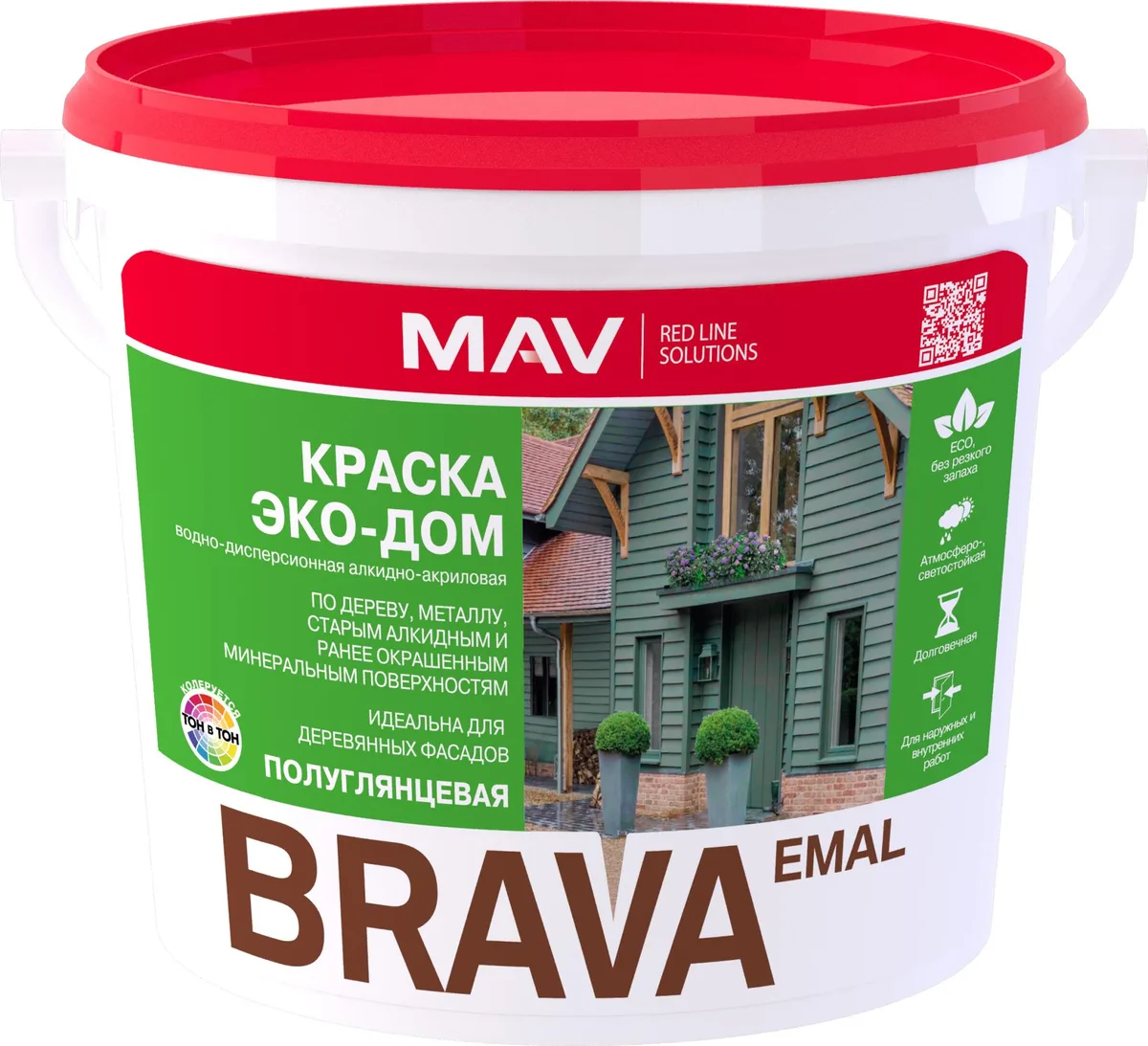 Краска BRAVA ЭКО-ДОМ, белая, 20 л